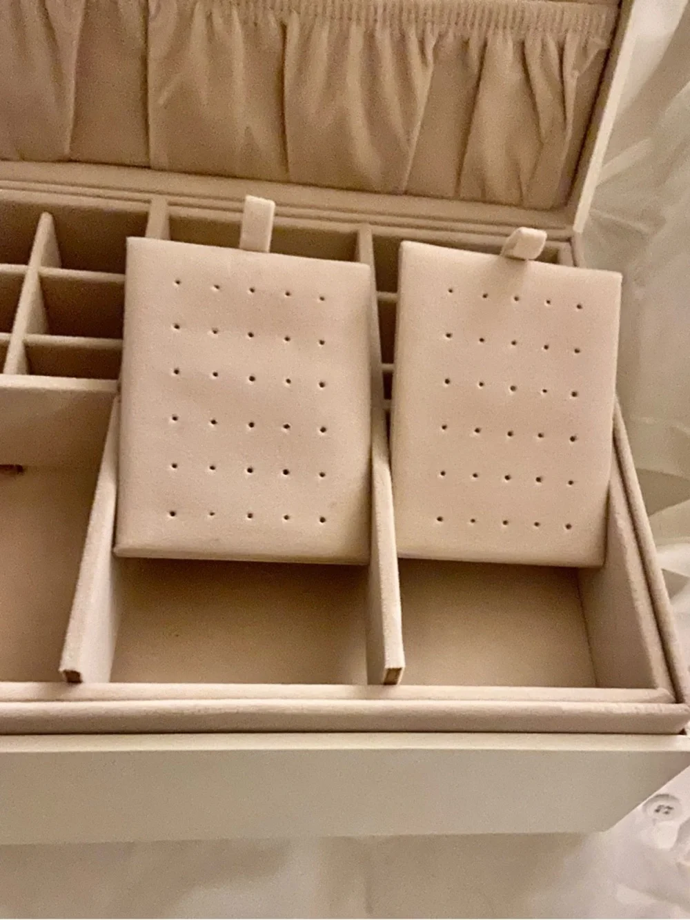 Jewelry Box , multi tiered Cream with Gold Accent